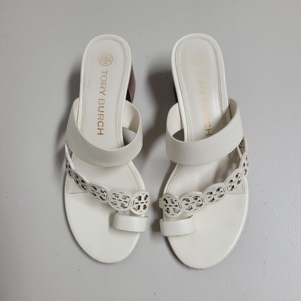 Tory Burch Tiny Miller Toe Ring Block Heels Sanda… - image 3